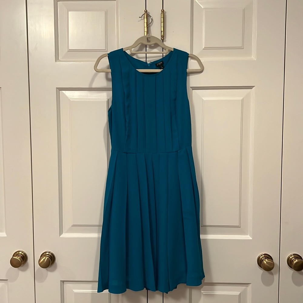 J. Crew Teal Fit & Flare Dress 8
